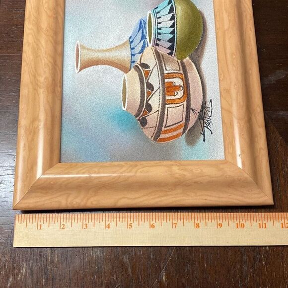 Native American Pottery Sand Oil Painting Signed Myung Mario Jung Southwest - Picture 12 of 12